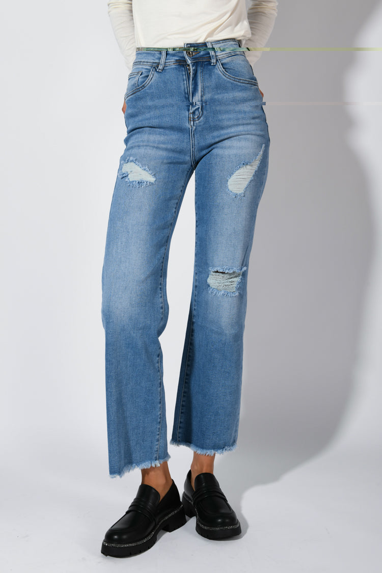 Jeans palazzo con strappi