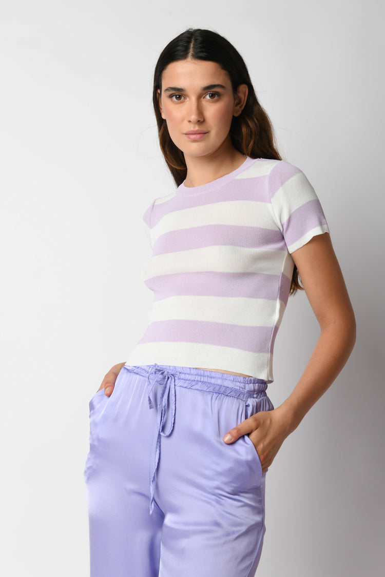 Top crop in maglia a righe